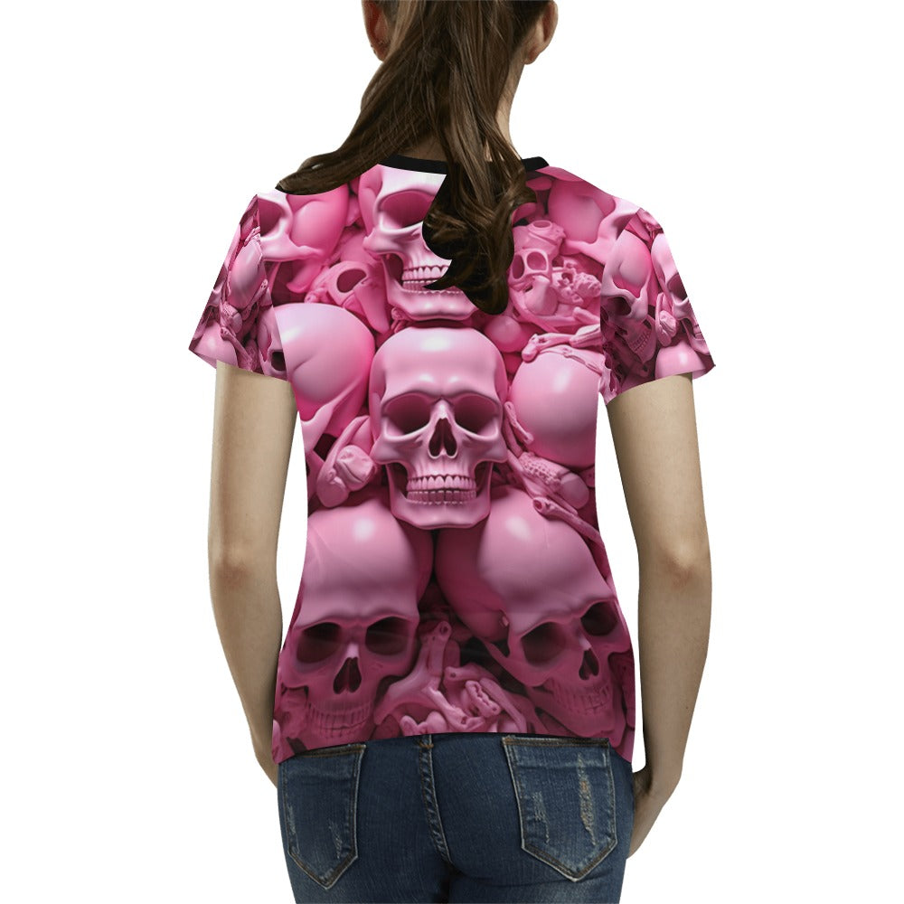 Pink Skeletons T-Shirt for Women (USA Size)