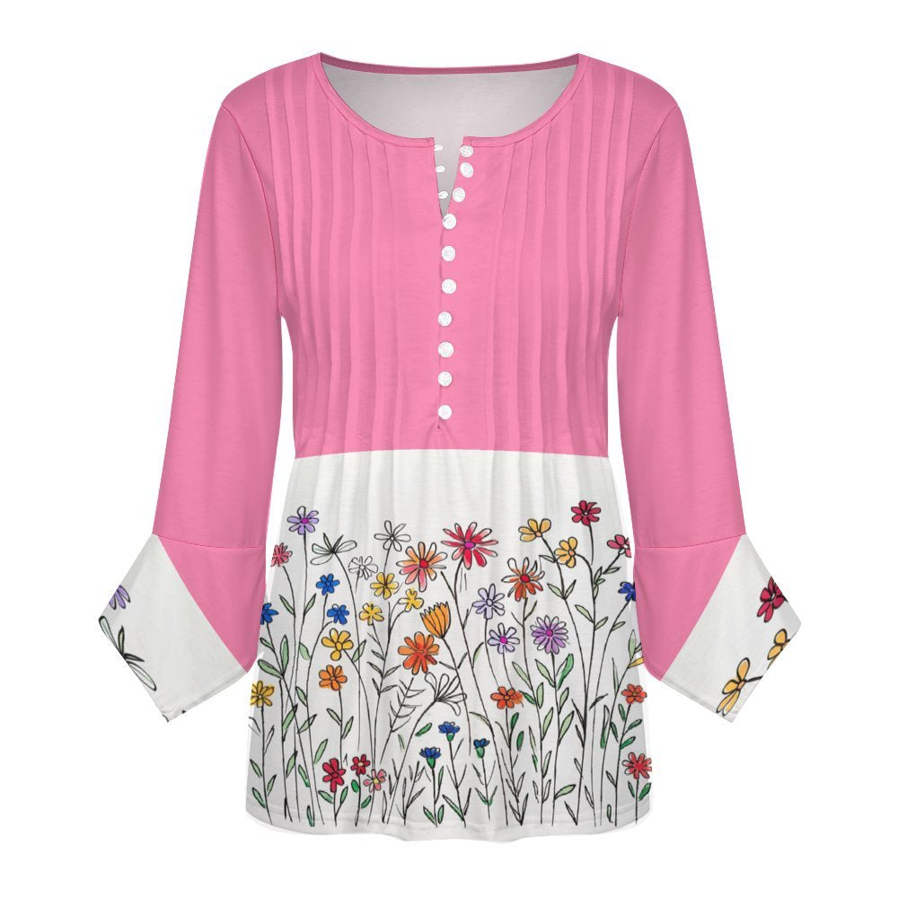 Pink Ruffled Petal Sleeve Top Women's