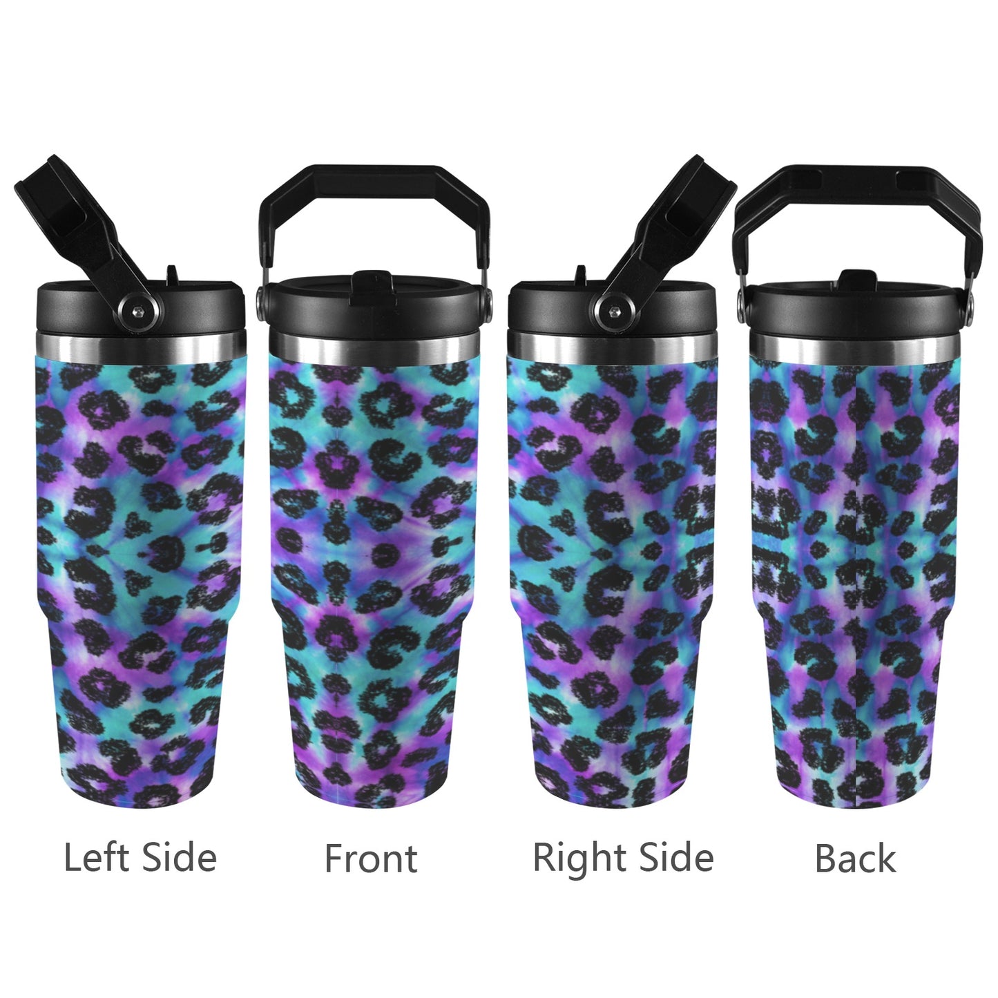 Purplish Leopard 30oz Tumbler with Top Handle