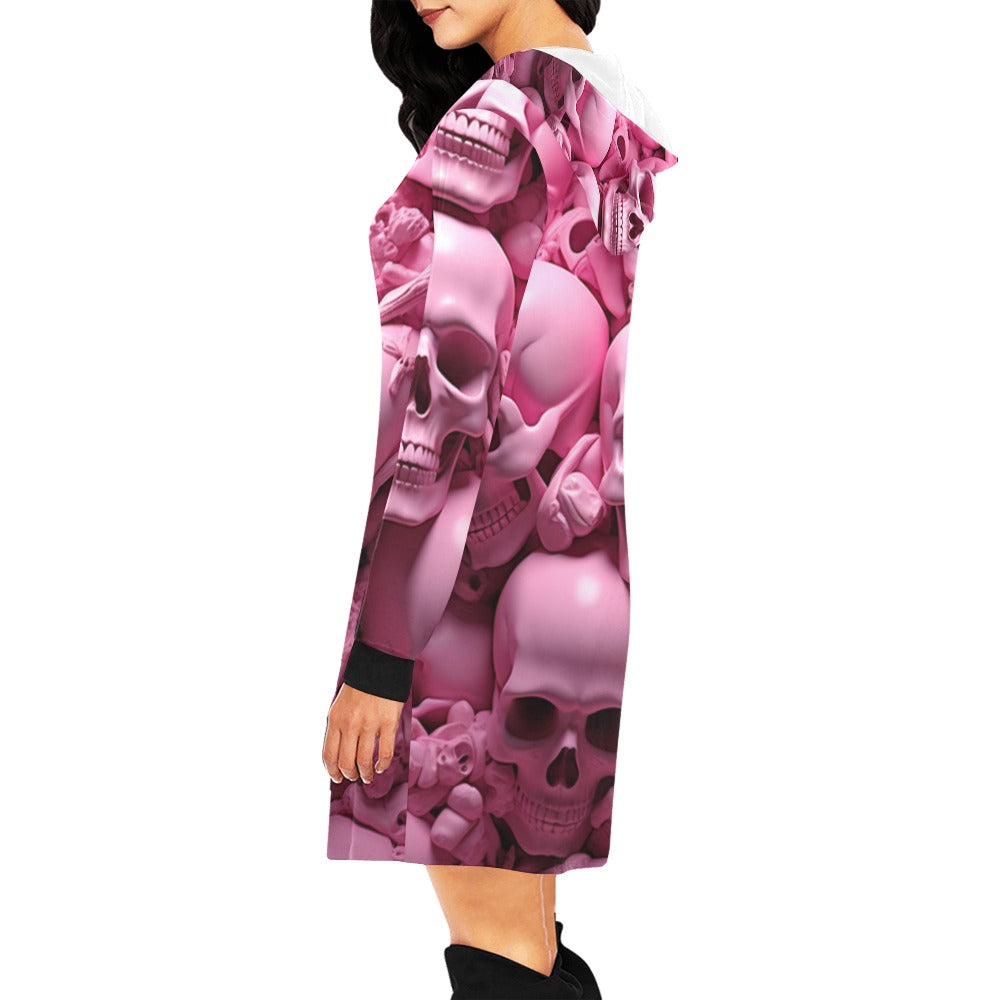 Pink Skeletons Hoodie Mini Dress