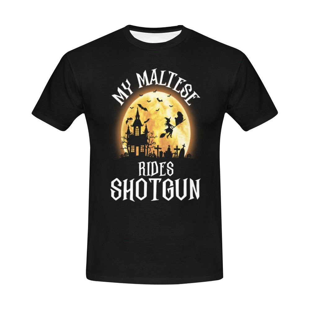 My Maltese Rides Shotgun T-Shirt for Men (USA Size)