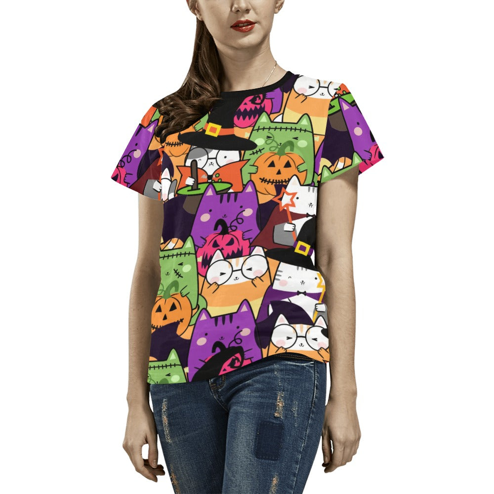 Halloween Cats T-Shirt for Women (USA Size)