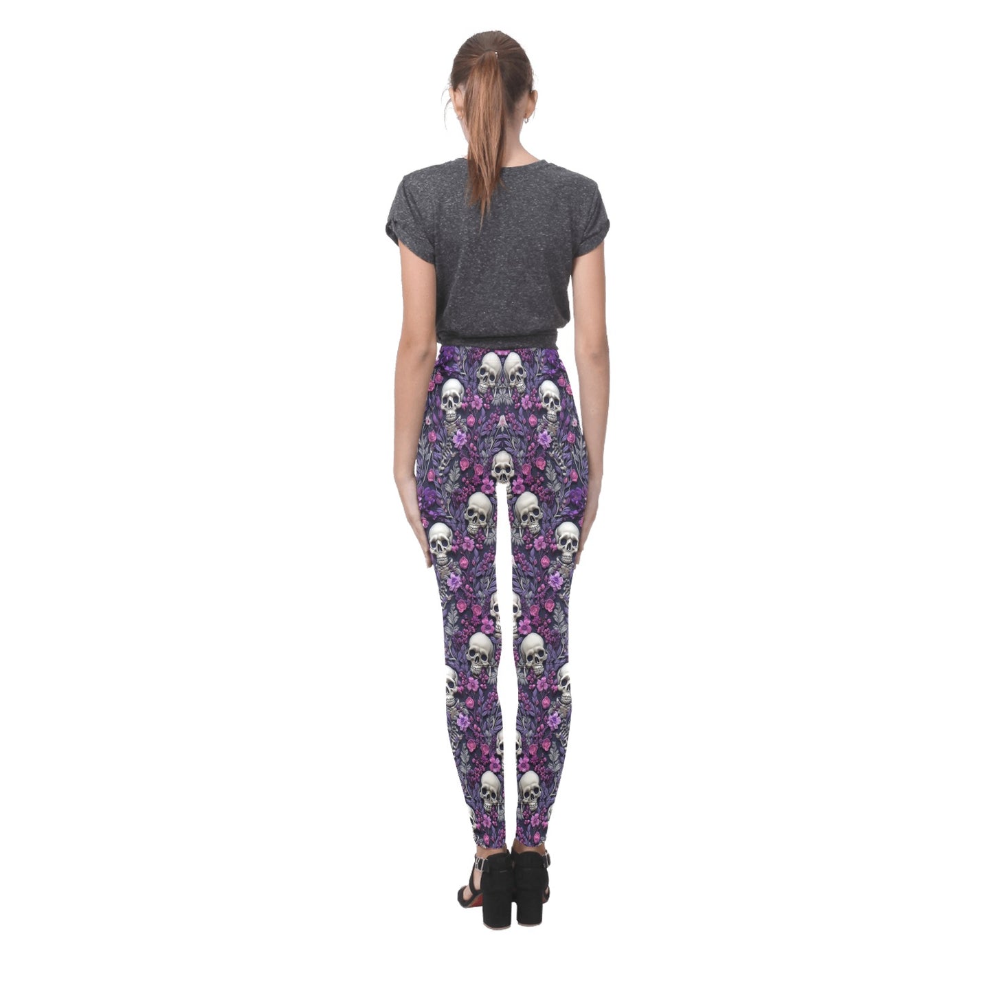 Skeletons w/ Purple Flowers Women's Leggings