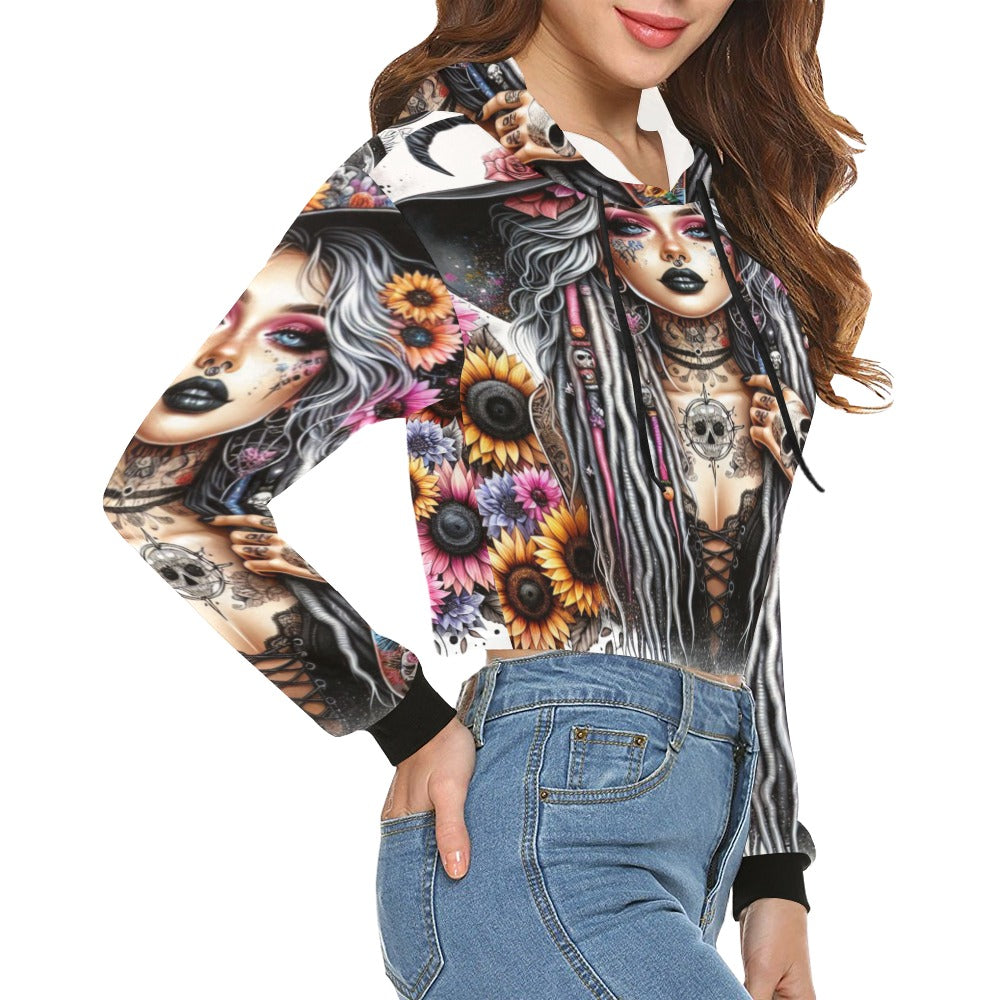 Witch Girl Crop Hoodie for Women
