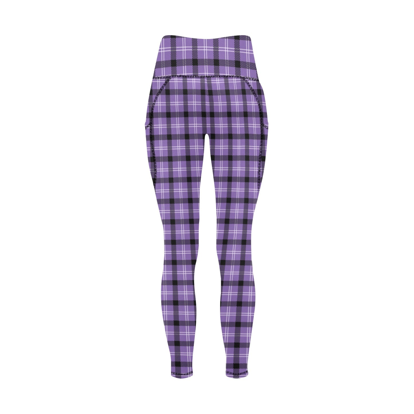Halloween-Plaid-Purple Women's Leggings with Pockets