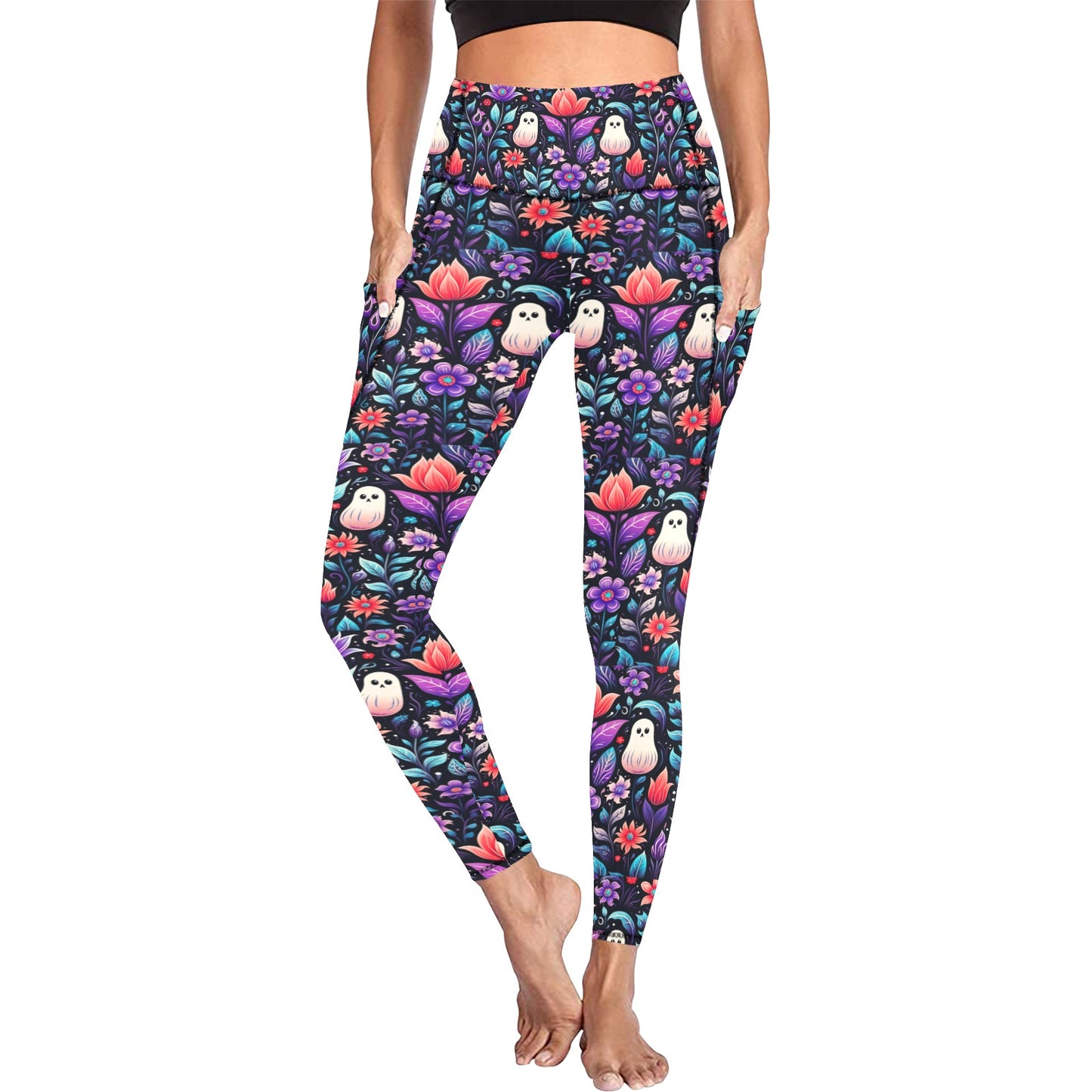 Halloween Boho Women's Leggings with Pockets