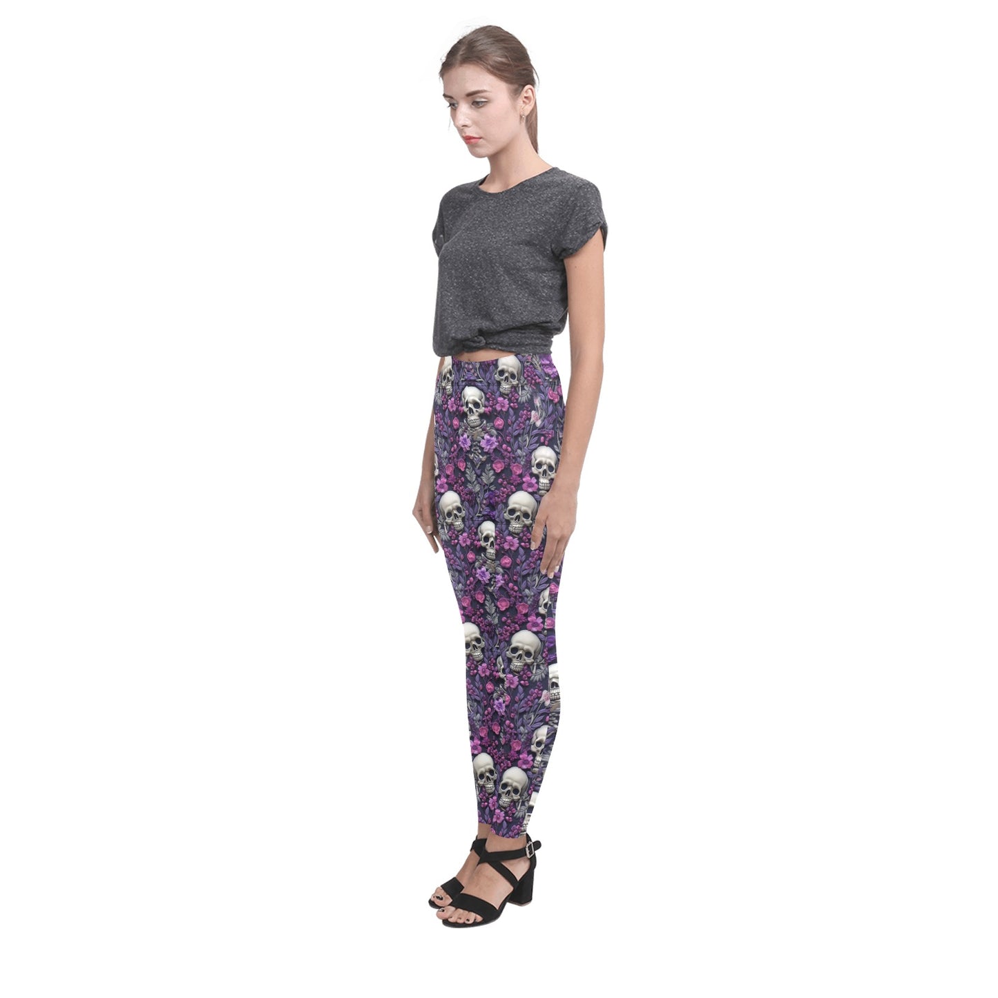 Skeletons w/ Purple Flowers Women's Leggings