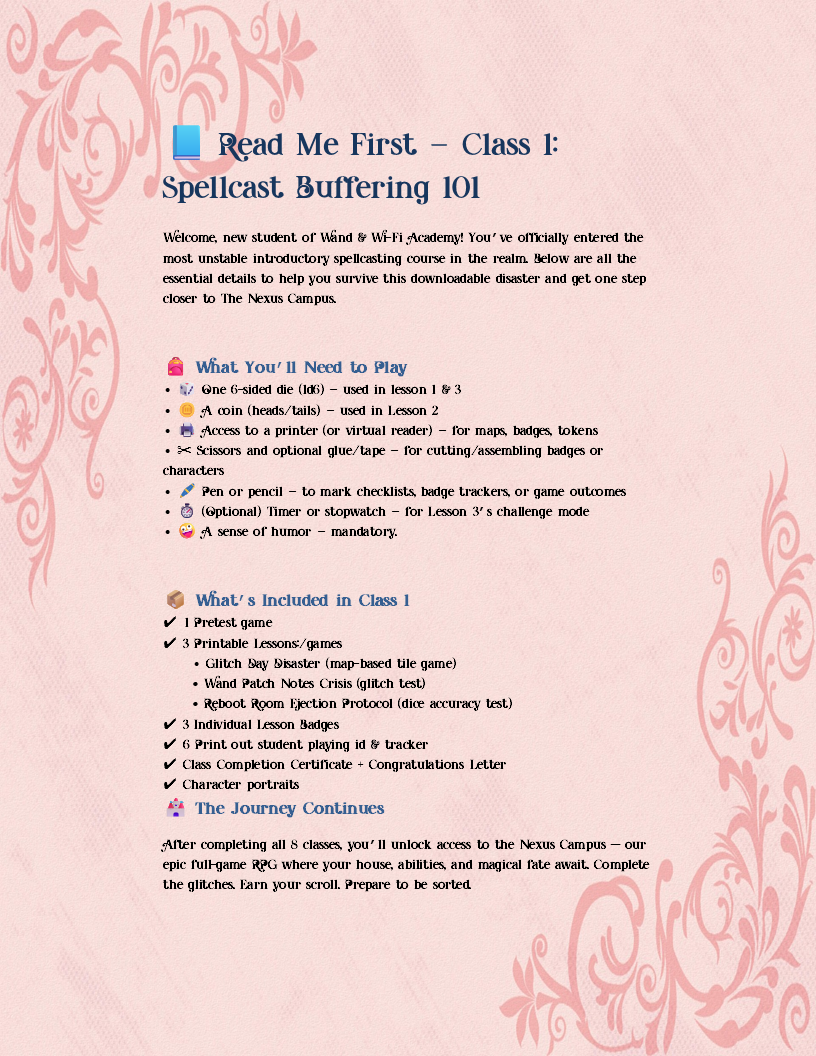 Wand Wi-Fi RPG: Class 1 – Spellcast Buffering 101 | Printable RPG | Printable Adventure