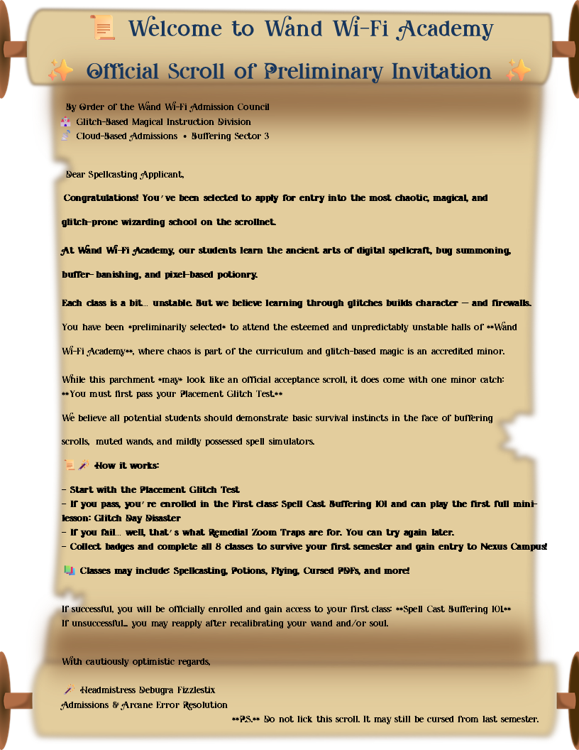 Wand Wi-Fi RPG: Class 1 – Spellcast Buffering 101 | Printable RPG | Printable Adventure