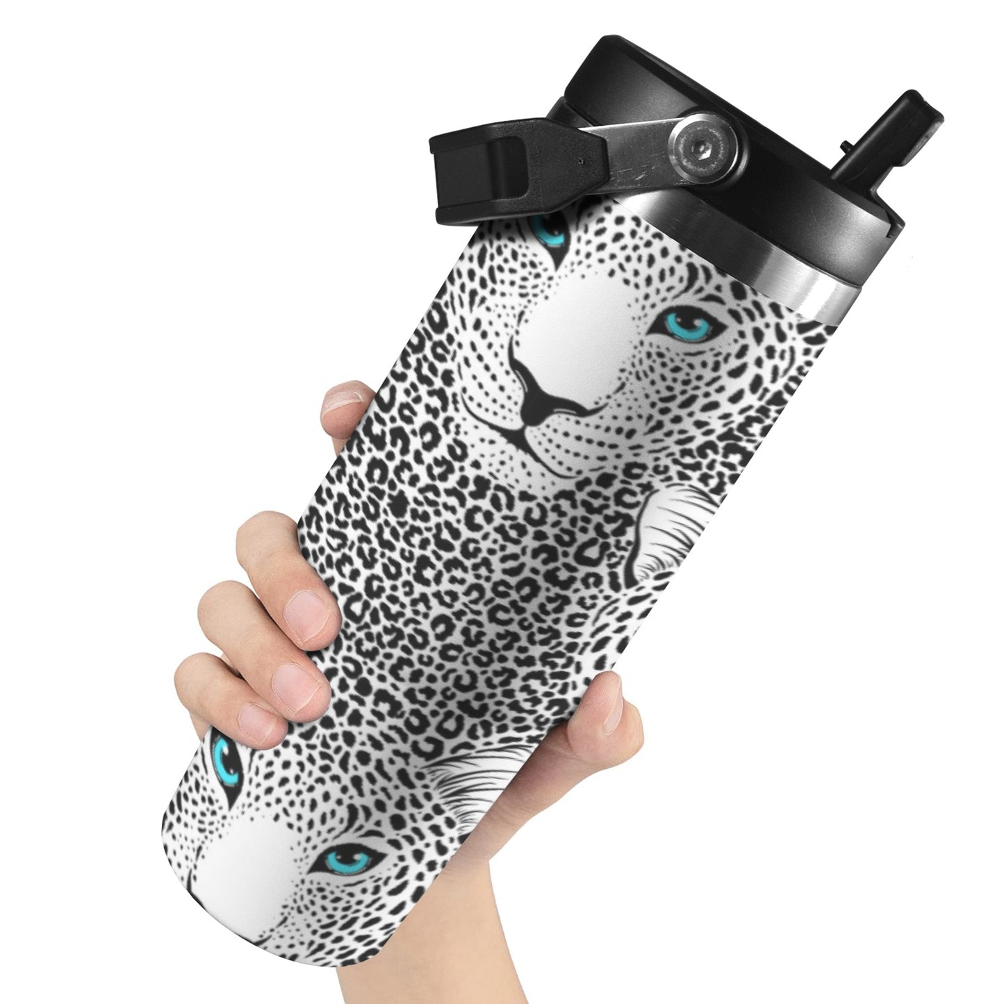 Blue Eyed Big Cat 30oz Tumbler with Top Handle