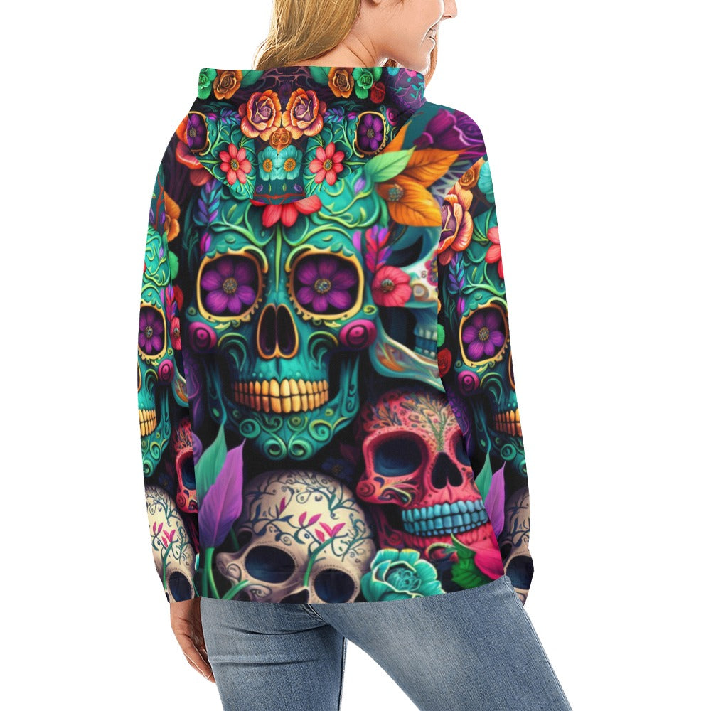 Colorful Skeleton Collage Hoodie for Women (USA Size)
