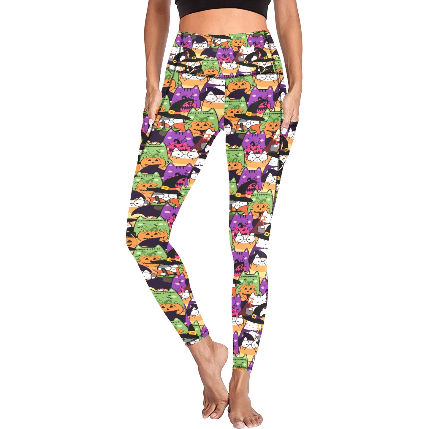 Halloween Cats Women's Leggings with Pockets