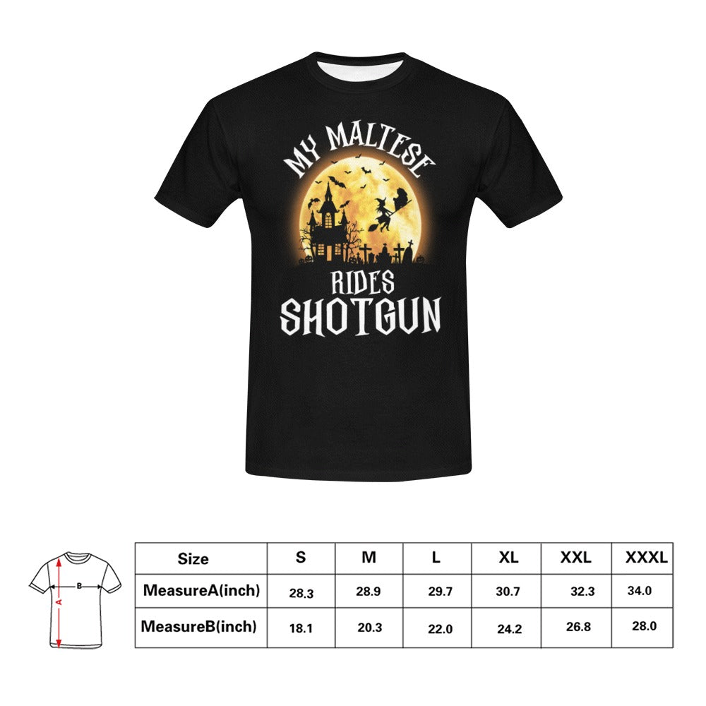 My Maltese Rides Shotgun T-Shirt for Men (USA Size)