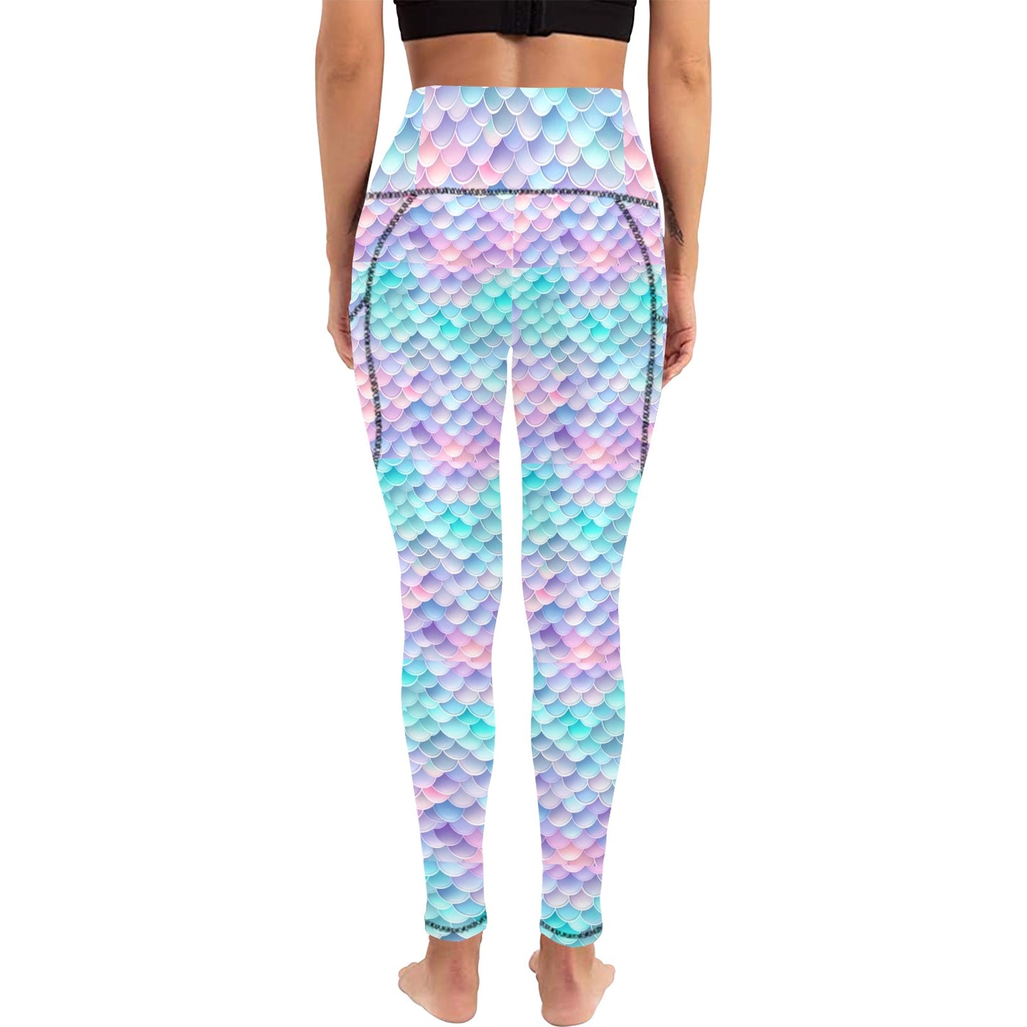 Pastel Mermaid Tail Women's Leggings with Pockets