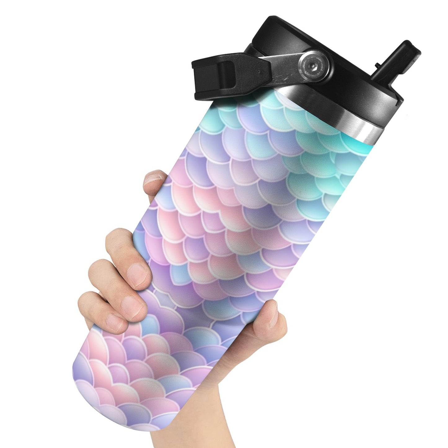 Pastel Mermaid Tail 30oz Tumbler with Top Handle