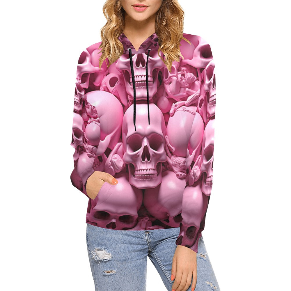 Pink Skeletons Hoodie for Women (USA Size)