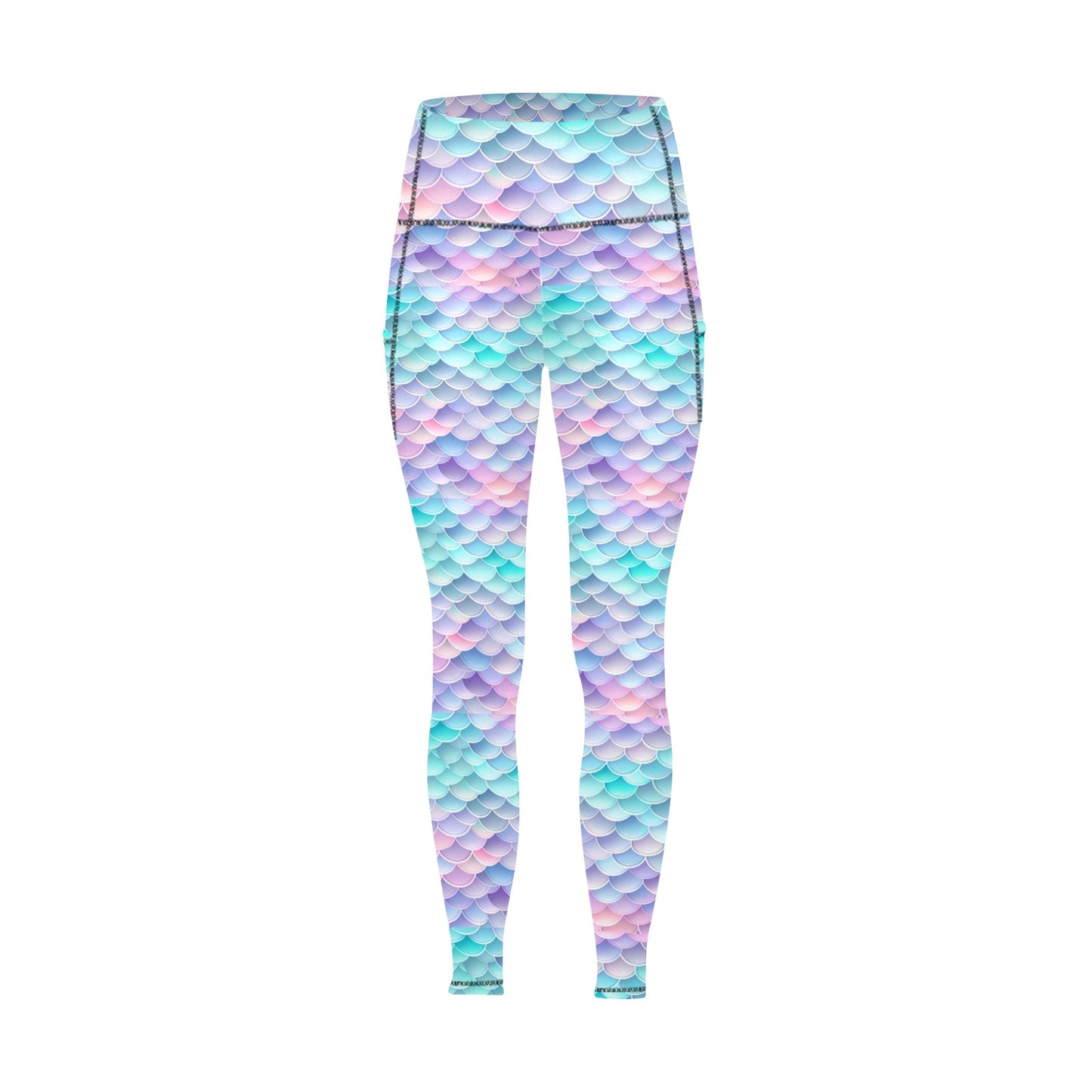 Pastel Mermaid Tail Women's Leggings with Pockets