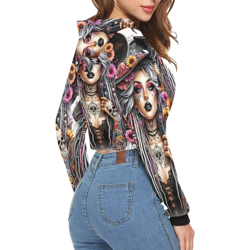 Witch Girl Crop Hoodie for Women