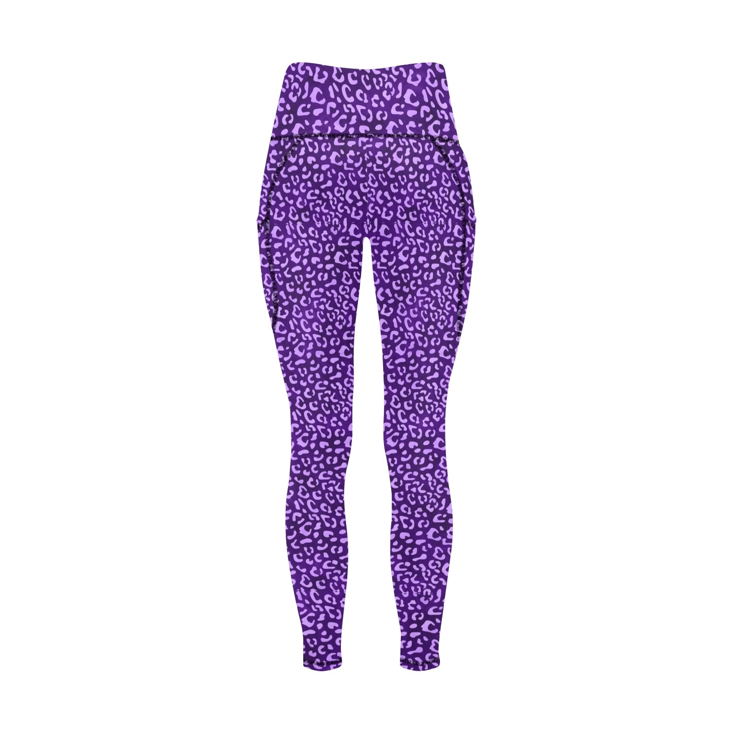 Purple Leopard Women's Leggings with Pockets