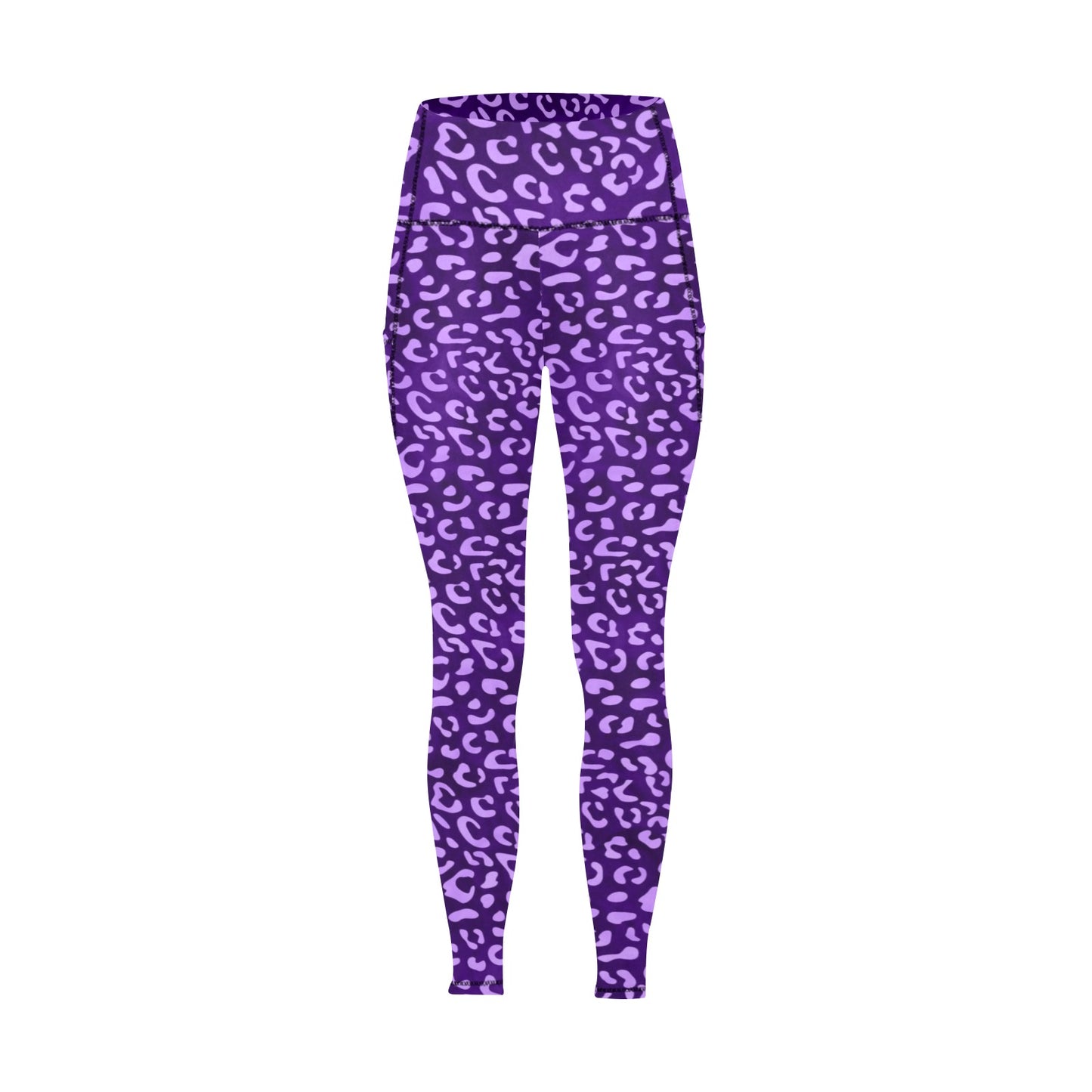 Purple Leopard Women's Leggings with Pockets