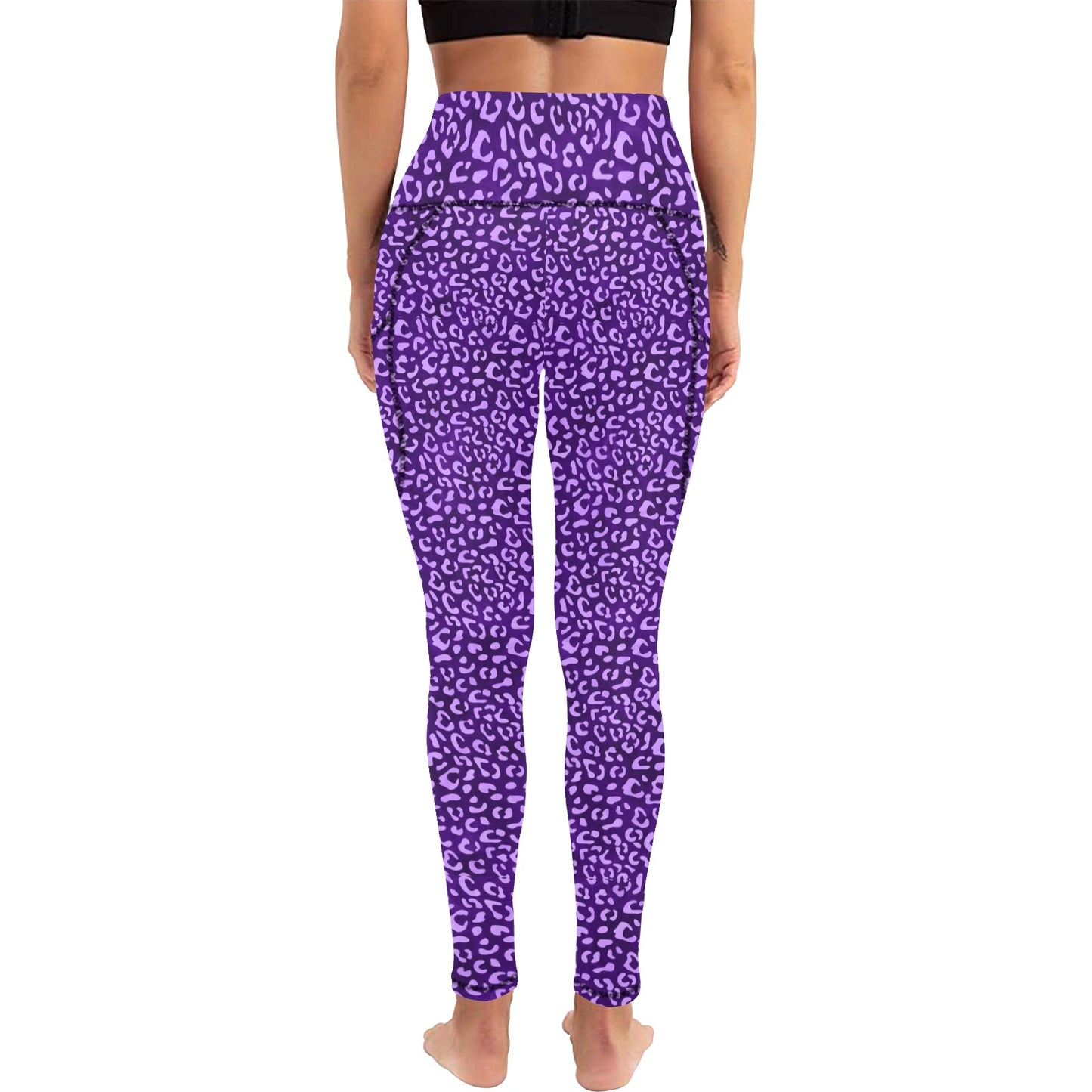 Purple Leopard Women's Leggings with Pockets