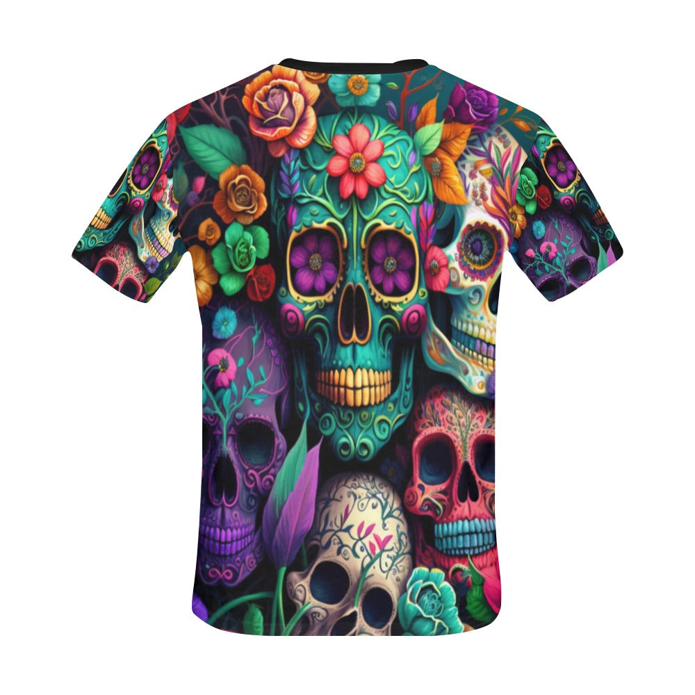 Colorful Skeleton Collage  T-Shirt for Men (USA Size)
