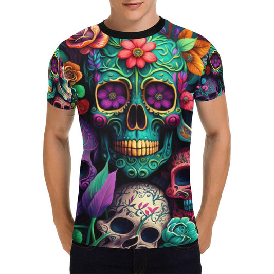 Colorful Skeleton Collage V2  T-Shirt for Men (USA Size) (Model T40)